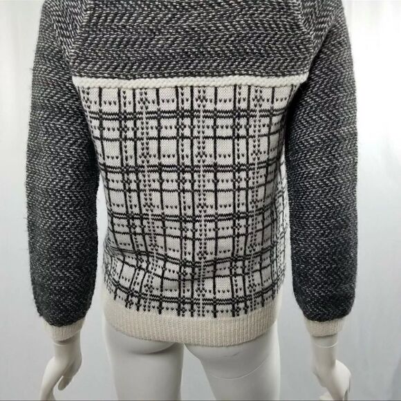 LOFT Size XS Black & White Plaid Angora Wool Blend Light Weight Sweater - Picture 7 of 9